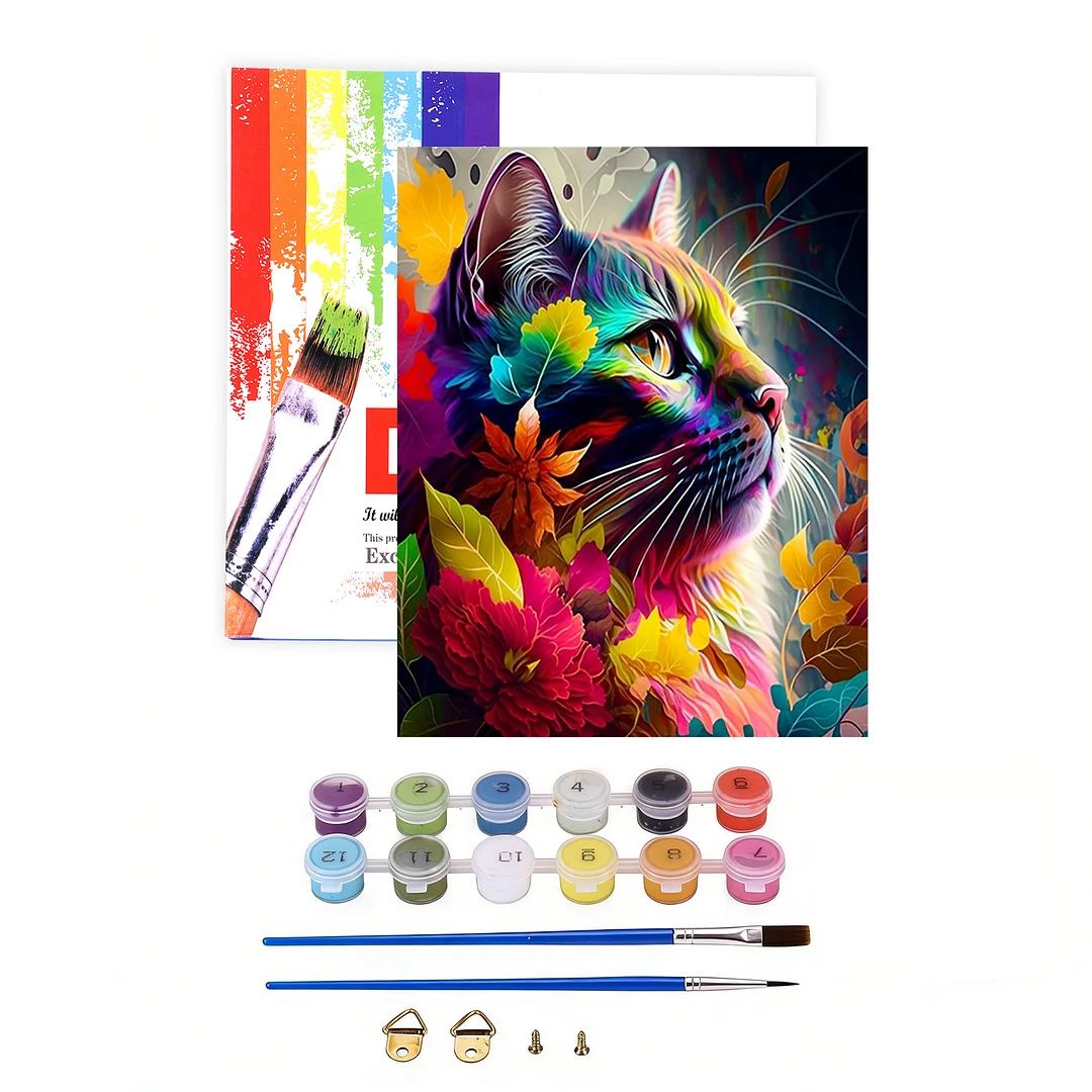 DIY Autumn Leaf Cat Paint by Numbers Kits Drawing Paintwork on Canvas 15.75x19.69inch Without Frame Canvas Oil Painting Number Painting for Beginners Adults Gift Home Wall Decor