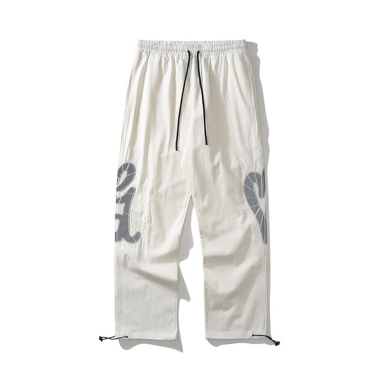 Reflective Casual Pants Loose Men's plus Size Retro Sports Trousers Elastic Waist Men's Trousers Men Pants
