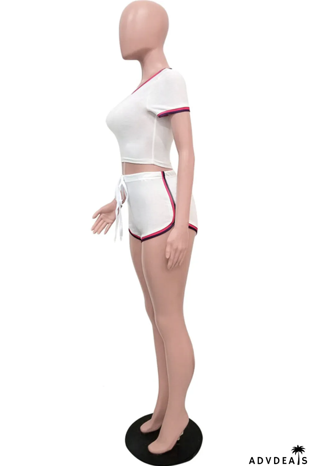 Yellow Fashion Casual Striped Solid Split Joint O Neck Short Sleeve Two Pieces