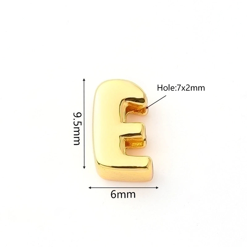 1 Pc/Package 9.5x6mm 9.5×7.5mm 9.5x8mm 7x2mm Copper 18K Gold Plated Letter Bubble Polished Beads