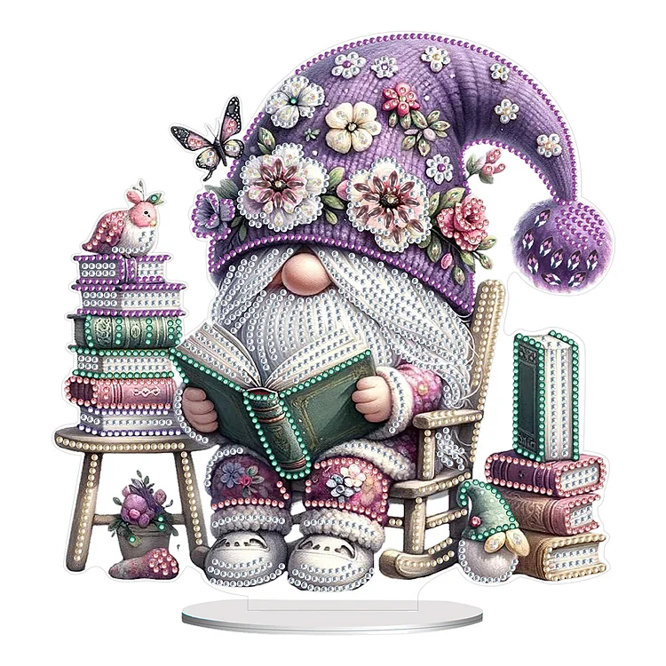 Gnome Double Sided Effect Diamond Painting Tabletop Ornaments Kit(Reading Gnome)