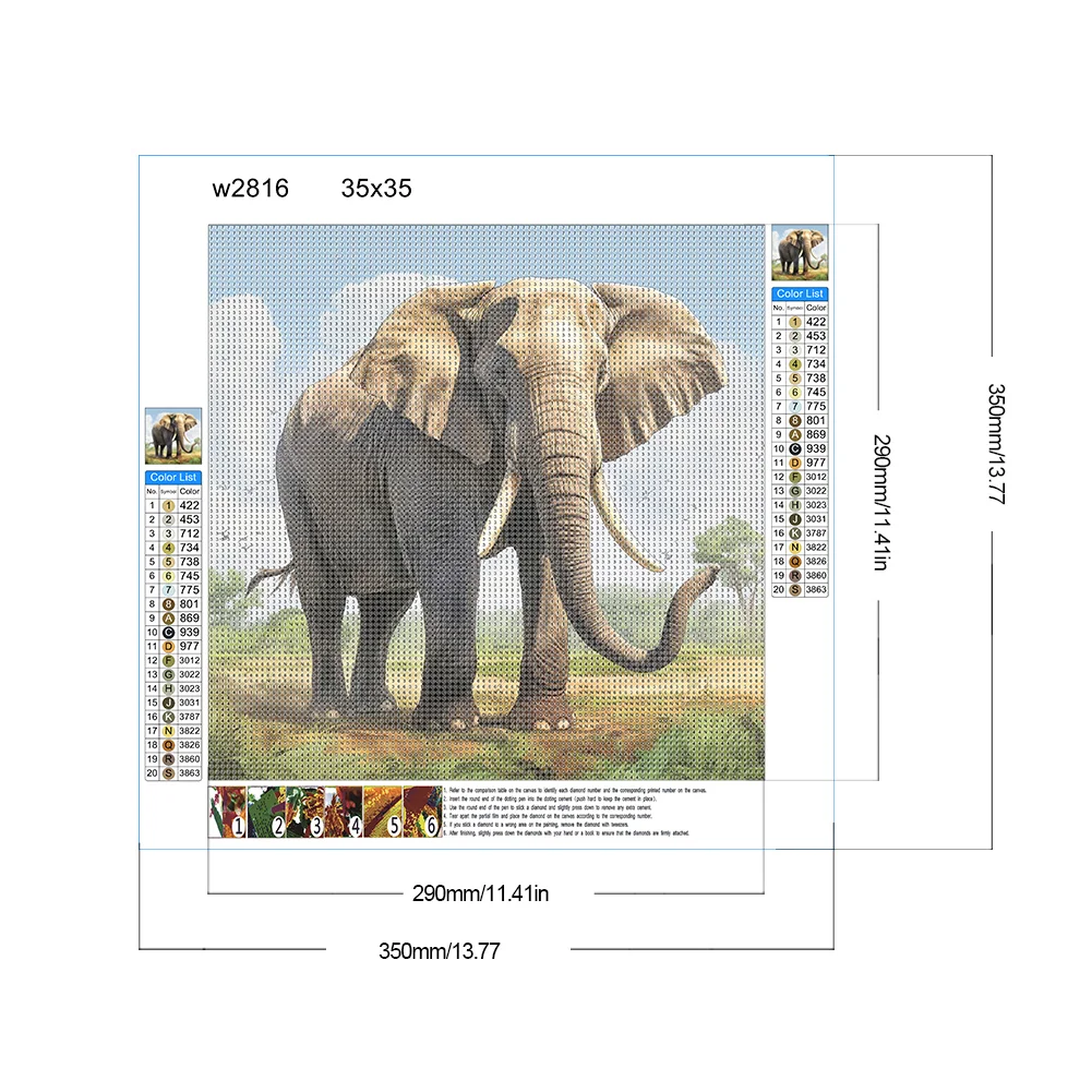 Diamond Painting - Full Round Drill - Elephant(Canvas|35*35cm)