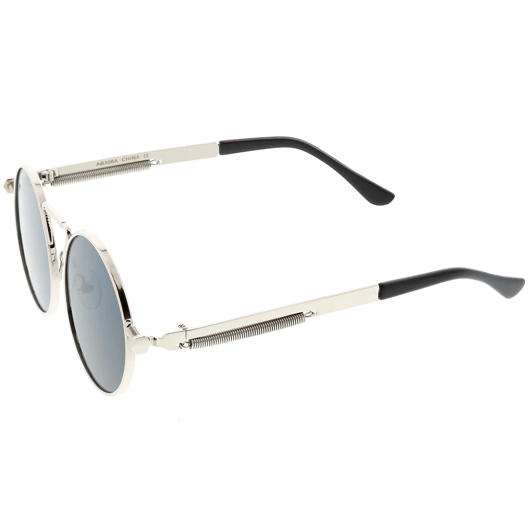 Modern Steampunk Circle glasses Unique Nose Piece Flat Lens 49mm