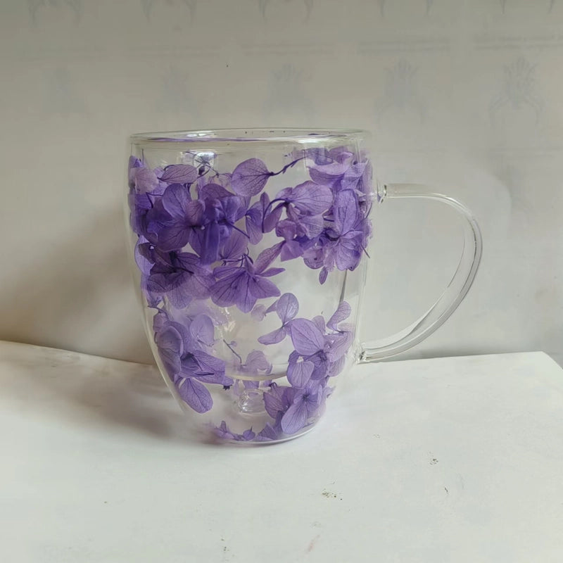 Double-layer Glass Quicksand Flower Cup Borosilicate Glass Double-layer Cup Breakfast Milk Coffee Cup Household Drinking Cup