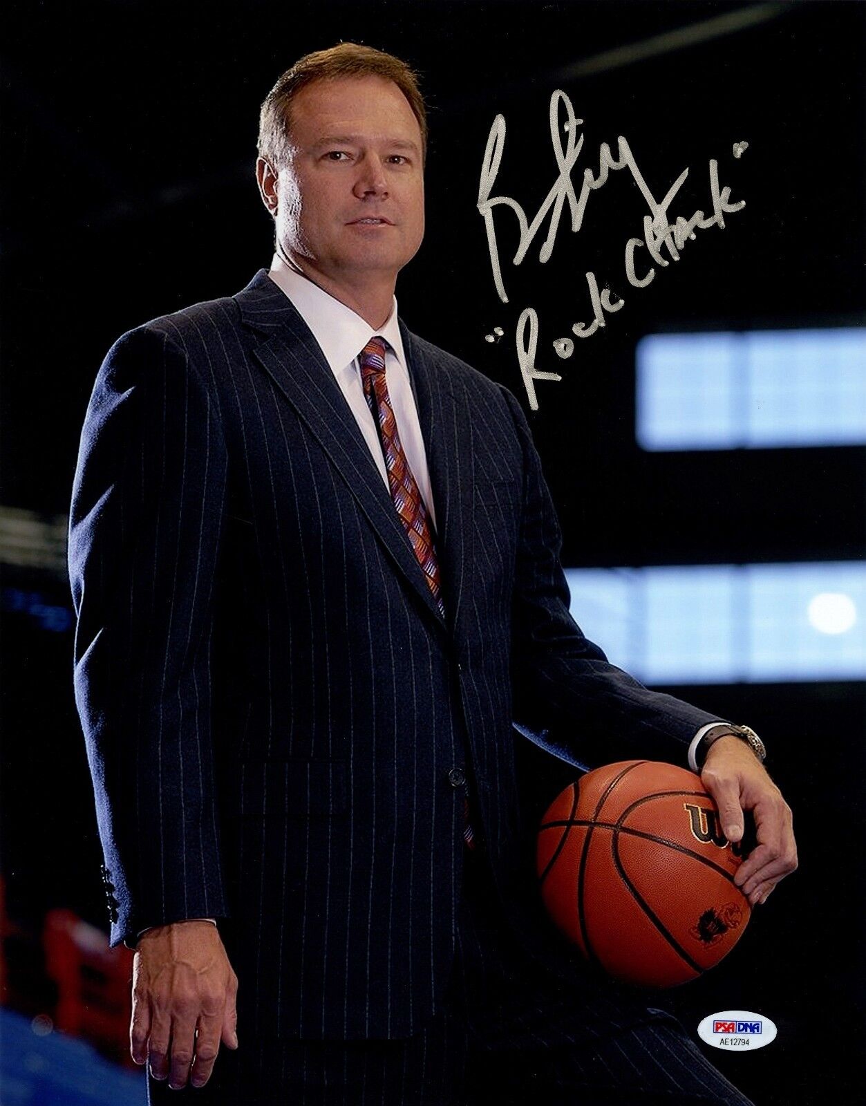 Bill Self Signed 11x14 Photo Poster painting PSA COA Auto Kansas Jayhawks Rock Chalk KU RC Mint