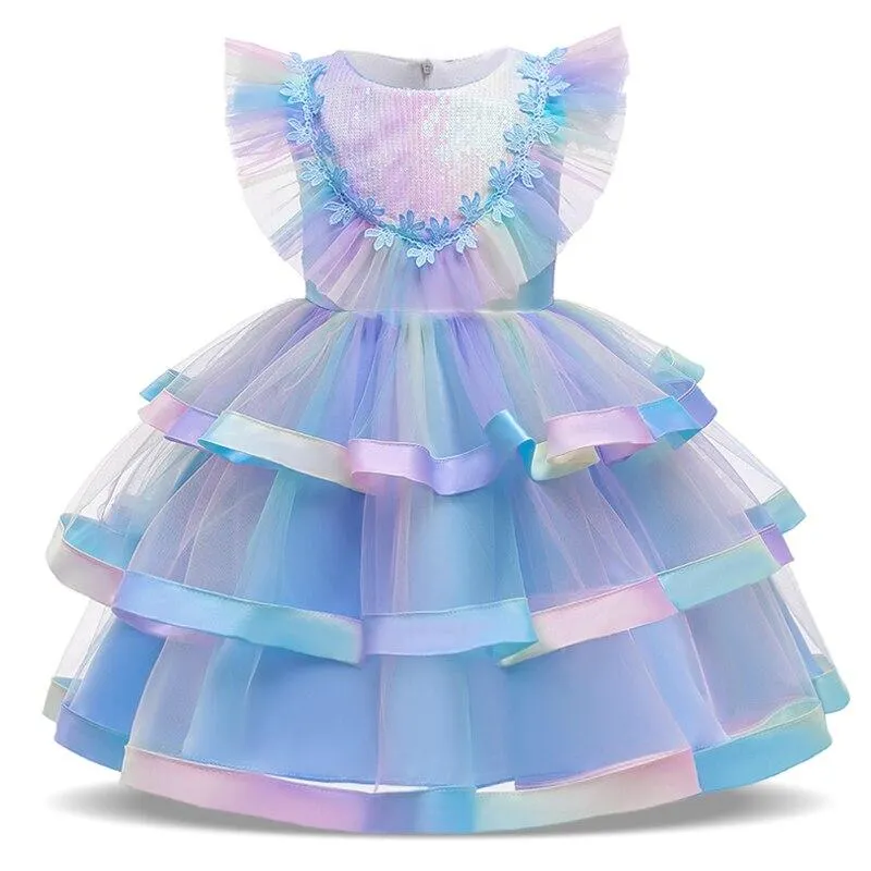 2021 Summer Sequins Fish Dress Girl Clothes Kids Dresses For Girls Children Ball Gown Evening And Party Princess Dress Mermaid