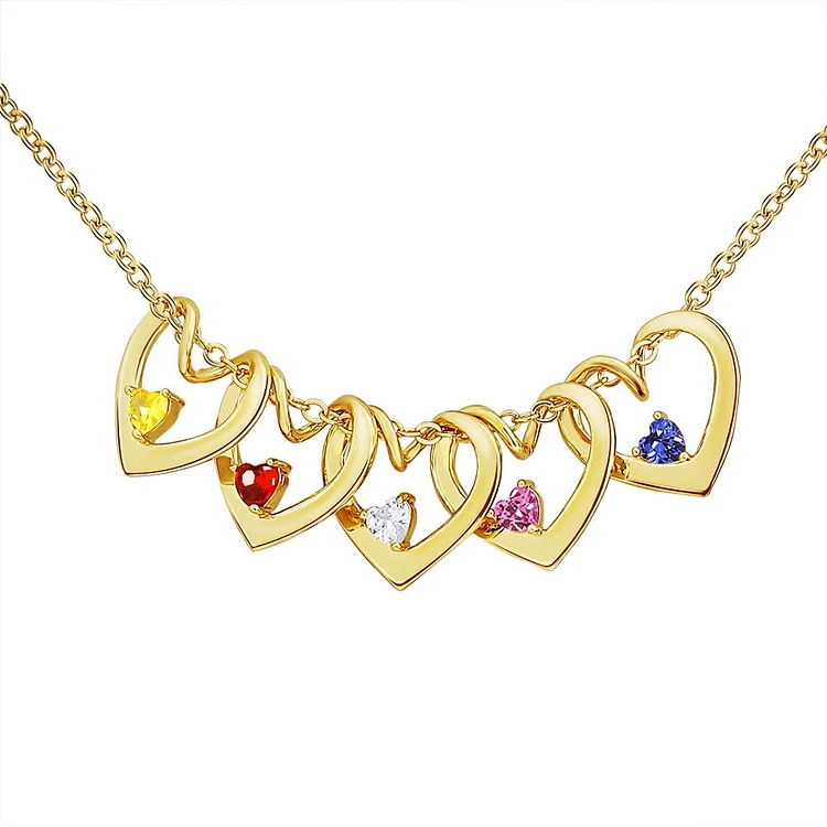 Olivenorma Mom Family Crystal Heart Birthstone Pendant Necklace