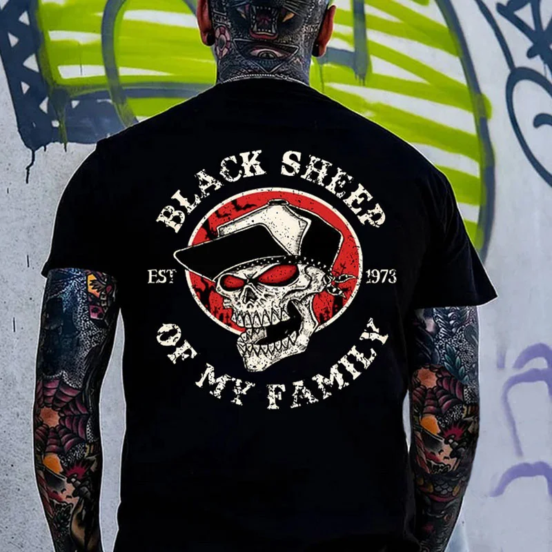 BLACK SHEEP Angry Skull Black Print T-Shirt
