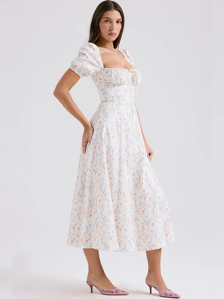 Brownm High-End Women's Dress French Style Collar Crumn Dress Dress Temperament Print Dress Fashion Casual Holiday Dress