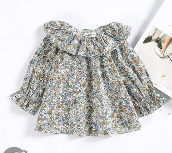 Autumn Girls T Shirts 2020 Cotton Brand T-shirt Toddler Shirts Baby Girl Long Sleeve Broken Flowers T Shirt Kids O-neck Clothes