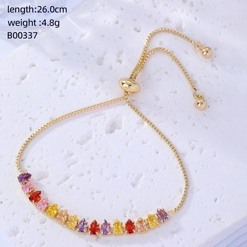 2 Pieces Ig Style Geometric Stainless Steel Inlay Zircon Bracelets