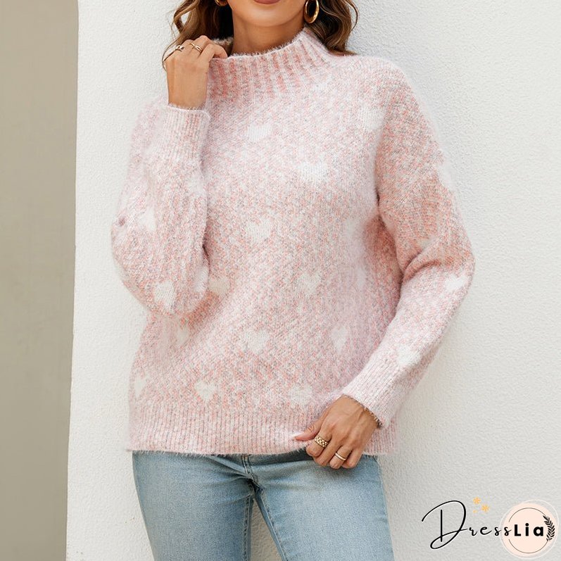 Casual Heart Knit Sweater