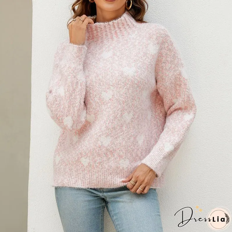 Casual Heart Knit Sweater