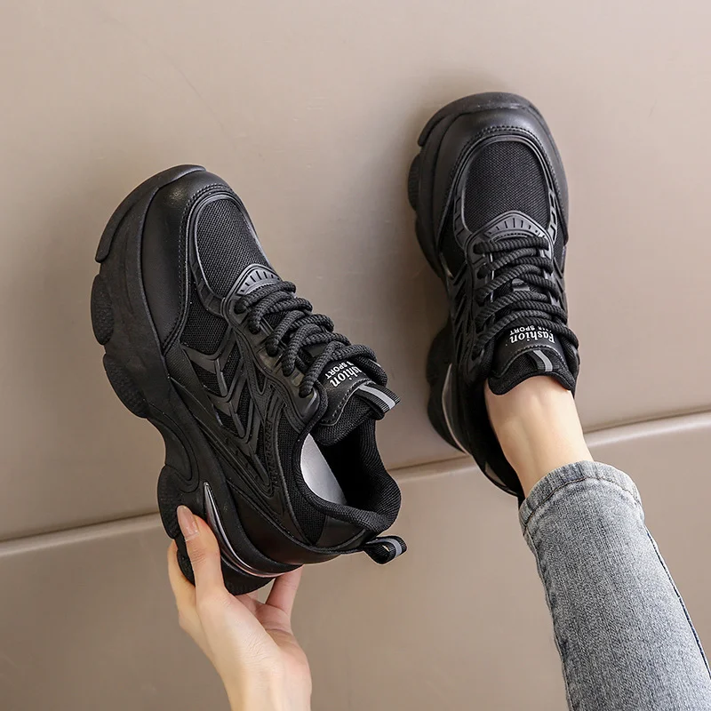Breakj Breakj Heightening Women's Single Shoes 2025 Spring New Breathable Old Shoes Thick Sole Mesh Small Sports Casual Shoes