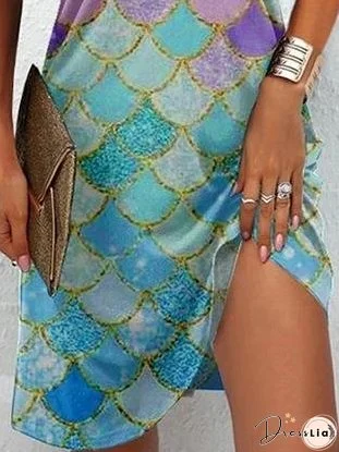 Women's Fish Scale Print Halter Dress