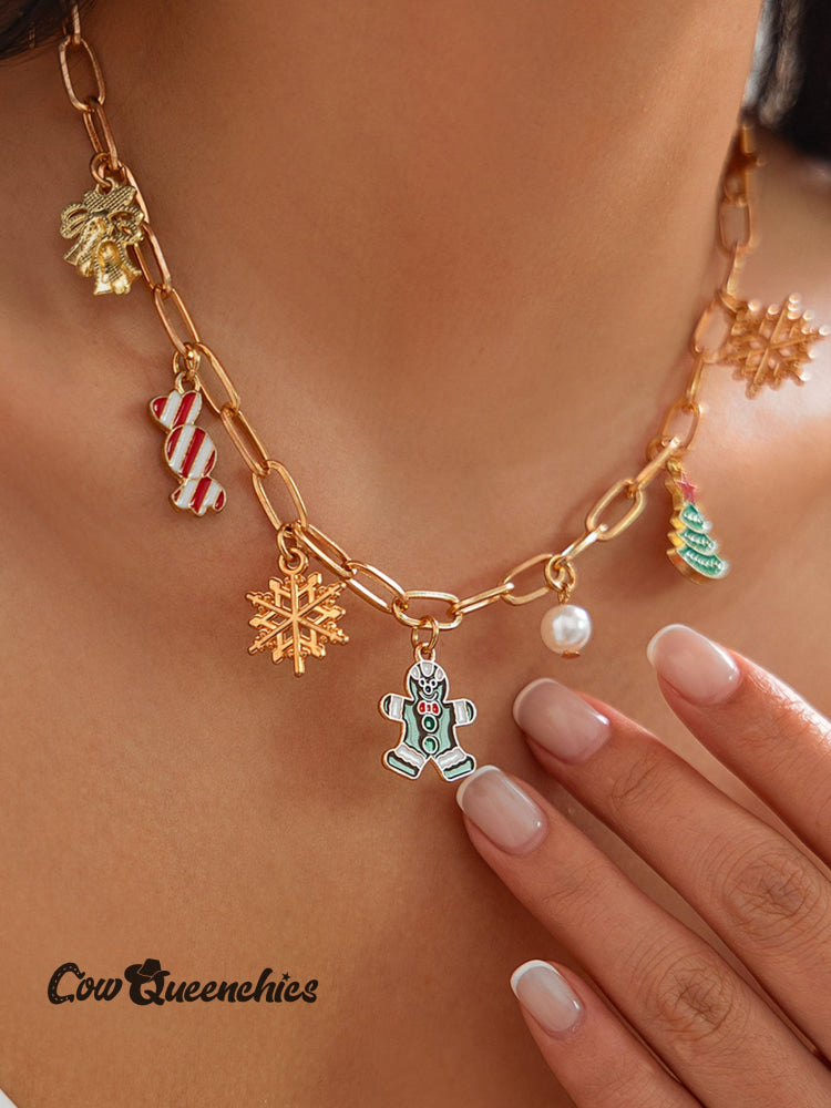 Women’s Christmas Tree Bell Snowflake Candy Necklace Multicolor / One