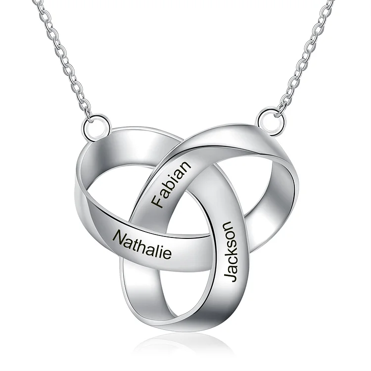 Love Knot Necklace Personalized 3 Names Mobius Strip Necklace