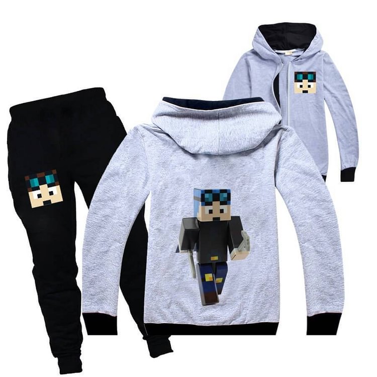 Mayoulove Dan Tdm Print Girls Boys Zip Up Cotton Hoodie And Sweatpants Tracksuit-Mayoulove