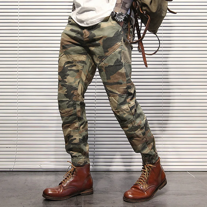 American Heavy Industry Wash Camouflage Motorcycle Cargo Pants