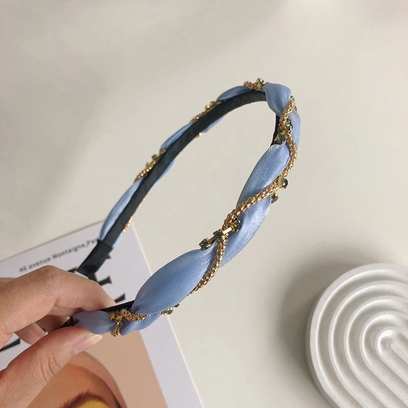 Women’s Fashion C Shape Cloth Handmade Artificial Pearls Rhinestones Hair Band