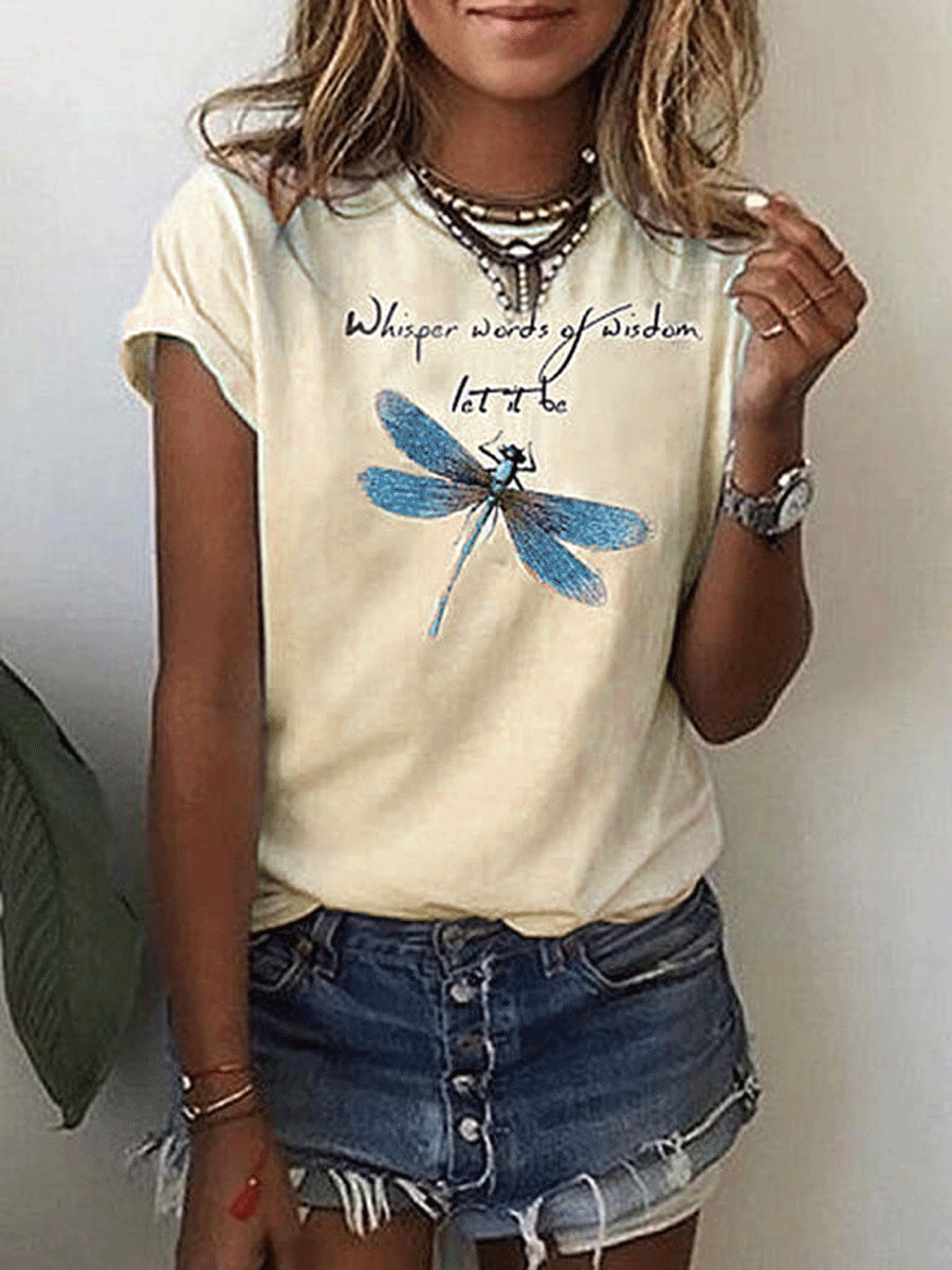 Print Round Neck Short Sleeves Casual T-shirts