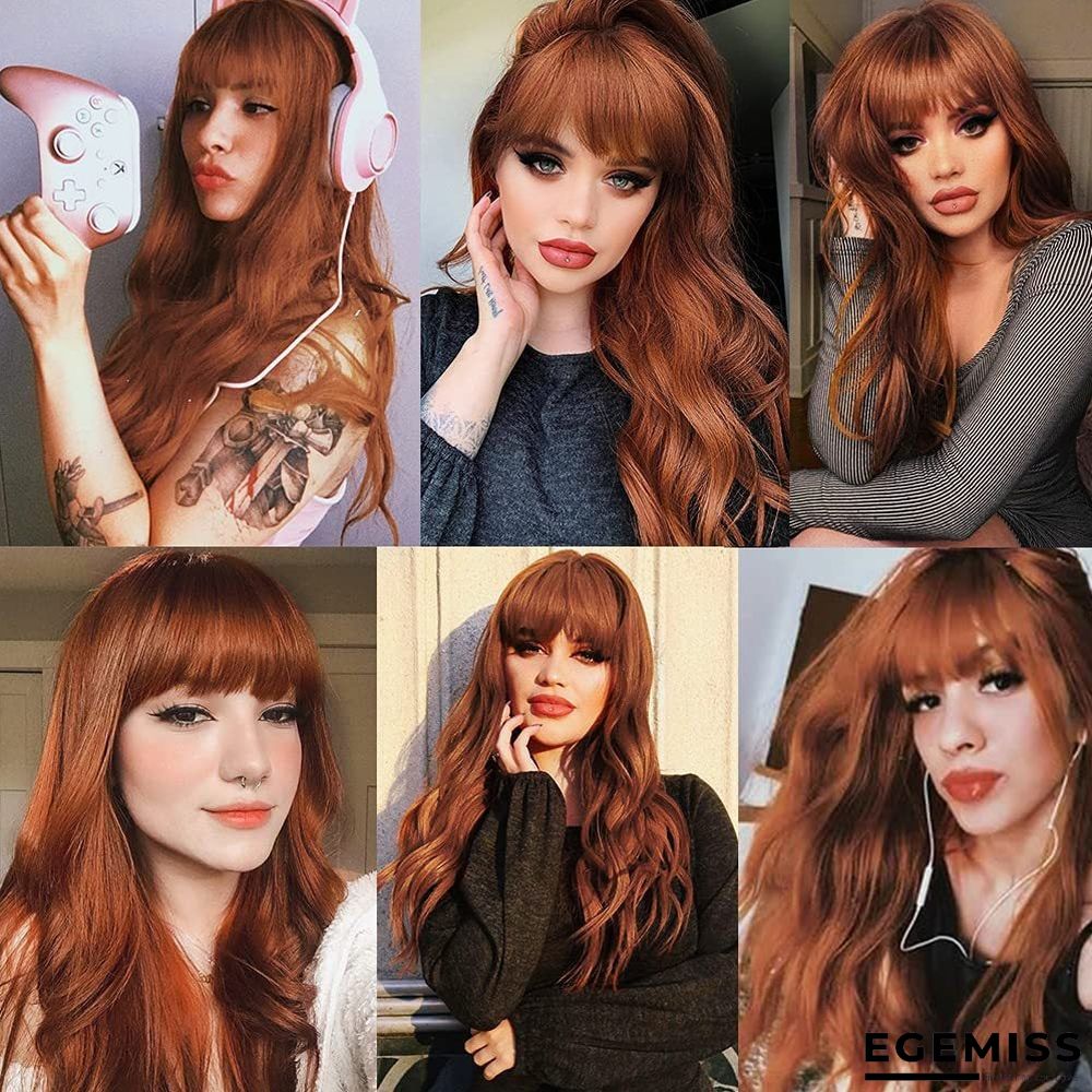 Air Bangs Long Curly Hair High Temperature Silk European Wig Female Full Headgear | EGEMISS