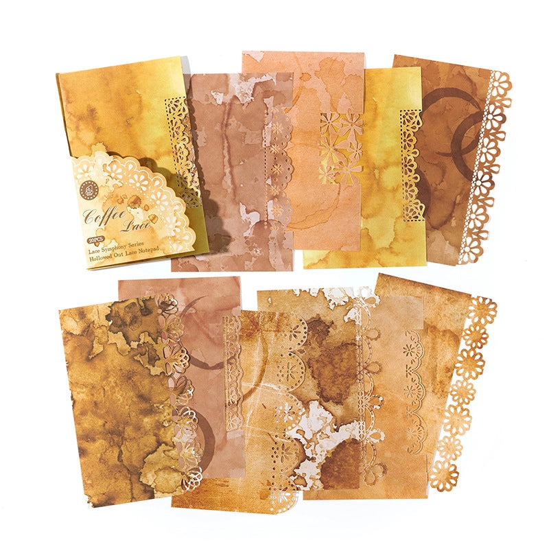 Mocard Notepad Lace Symphony Series Base Hollow Lace Journal Decorative Source Material 20 Pieces