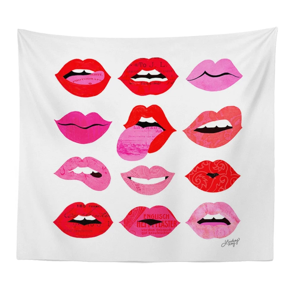 Pink Creative Series Wall Tapestry Personality Cartoon Pattern Printed Wall Cloth Tapestry Hippie Art Home Decor Yoga Mat Carpet