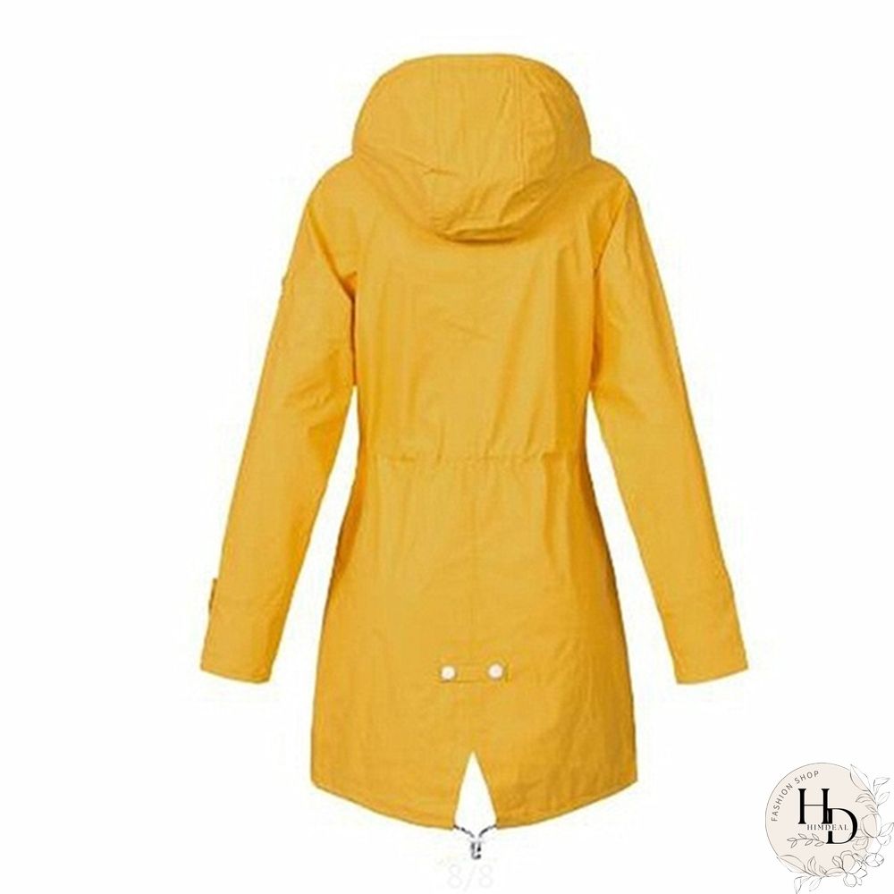 Women Waterproof Zipper Rain Jacket Solid Color Ladies Outdoor Mountaineering Lightweight Raincoats Plus Size S-5XL