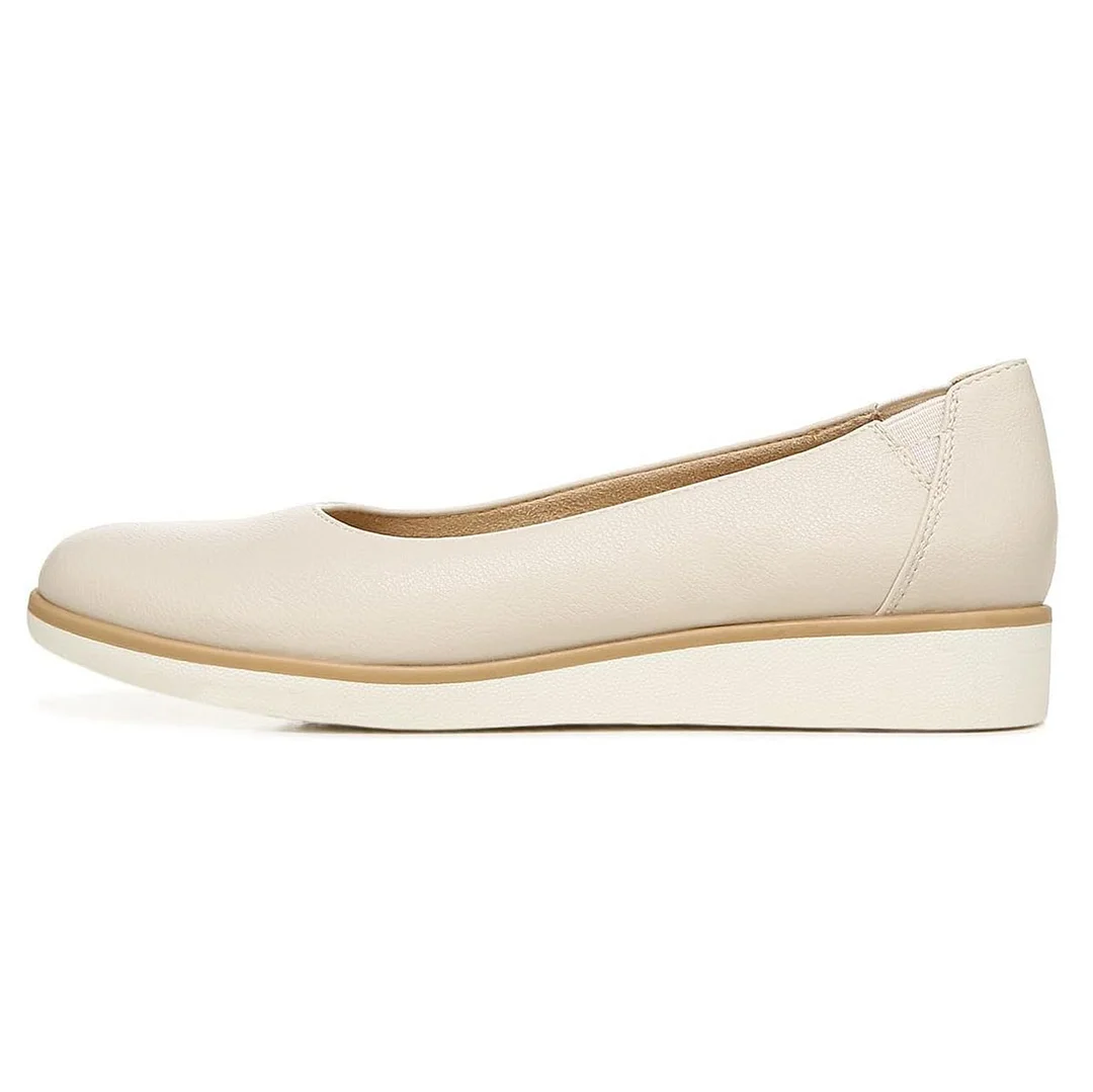 Fashion Ivory Round Toe Elastic Goring Slip On Flat Shoes for Women