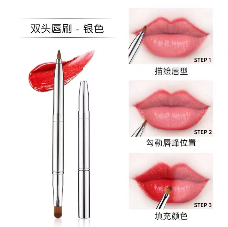 Retractable Lip Brush Double Head With Cover Concealer Makeup Brush Lipstick Brush Portable Lip Brush Multifunctional Makeup Tool