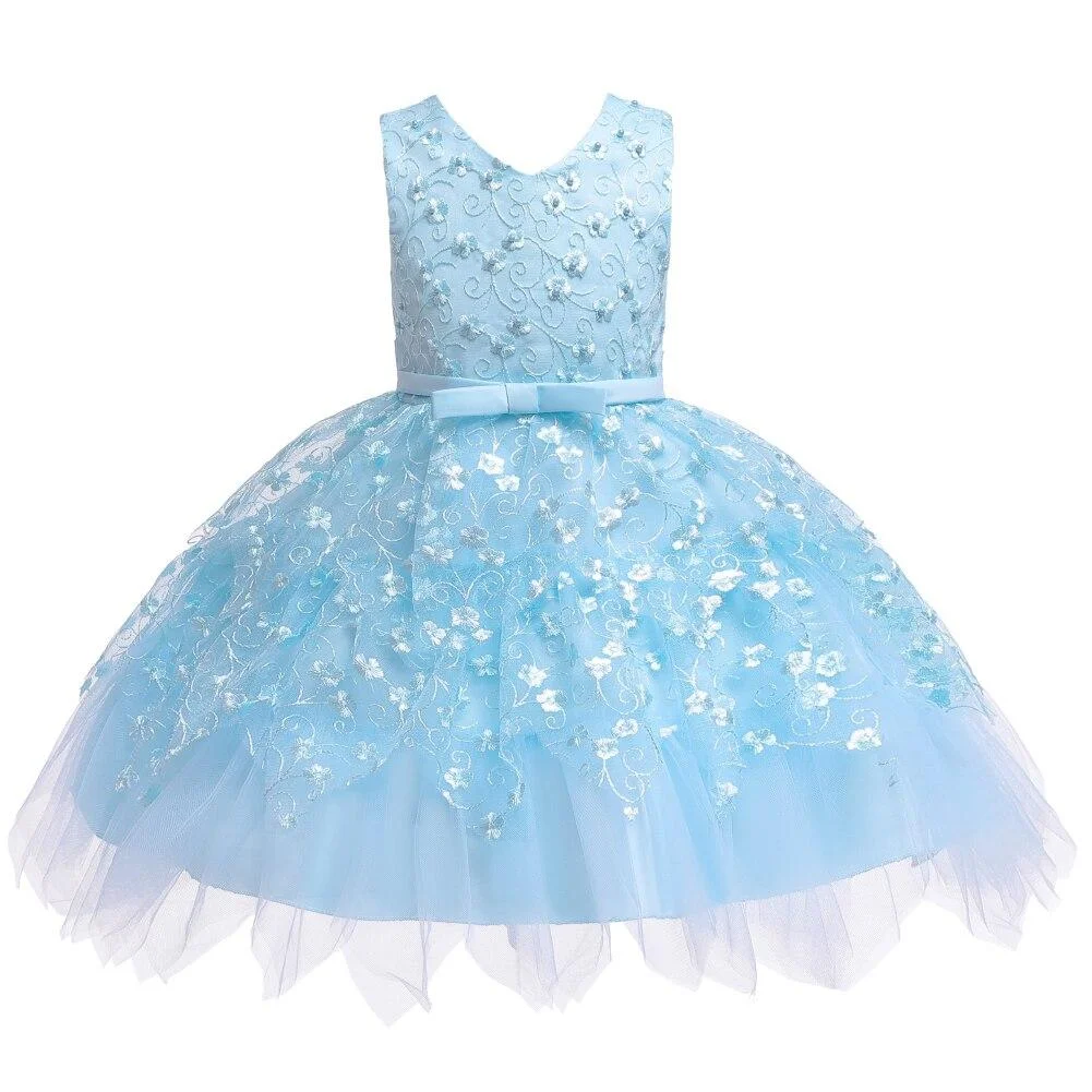 Summer Pink Pearl Baby Girls Princess Party Dress High-Grade Wedding Flower Clothing Kid Tutu Customer for 1 Years Old