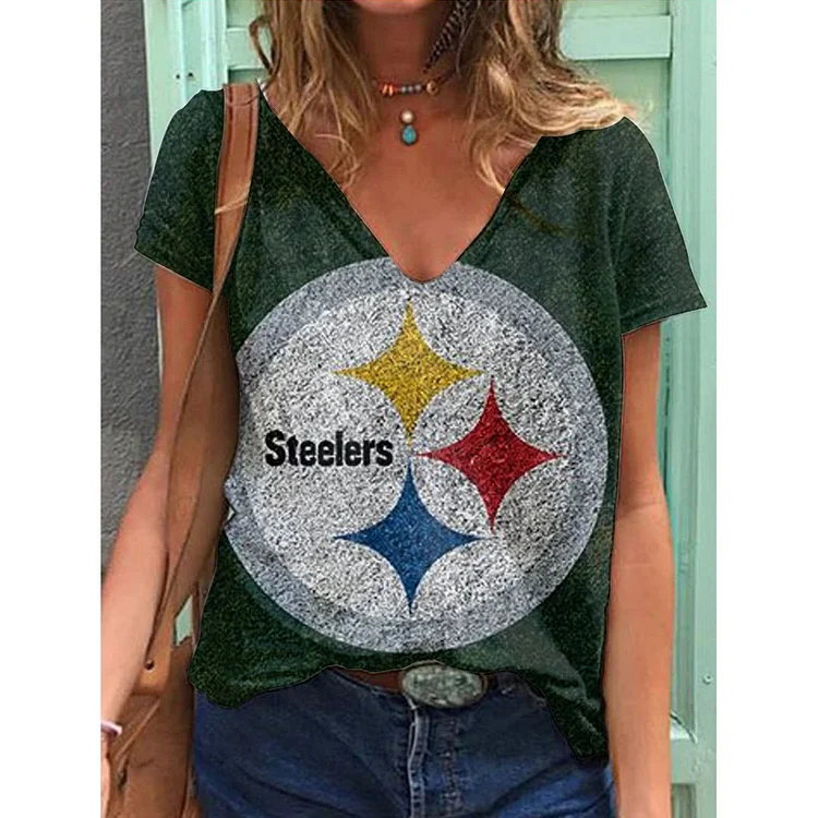 Pittsburgh Steelers  Lightweight Short Sleeve V-Neck T-Shirt