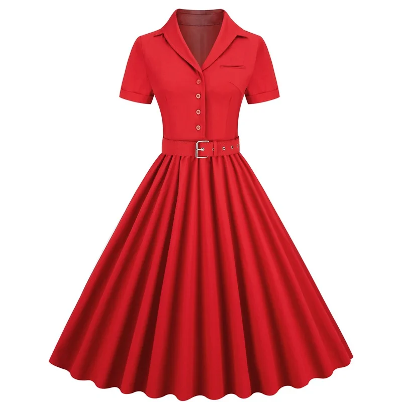 Retro Solid Color Patchwork Waist High Hem Dress with Tutu Skirt