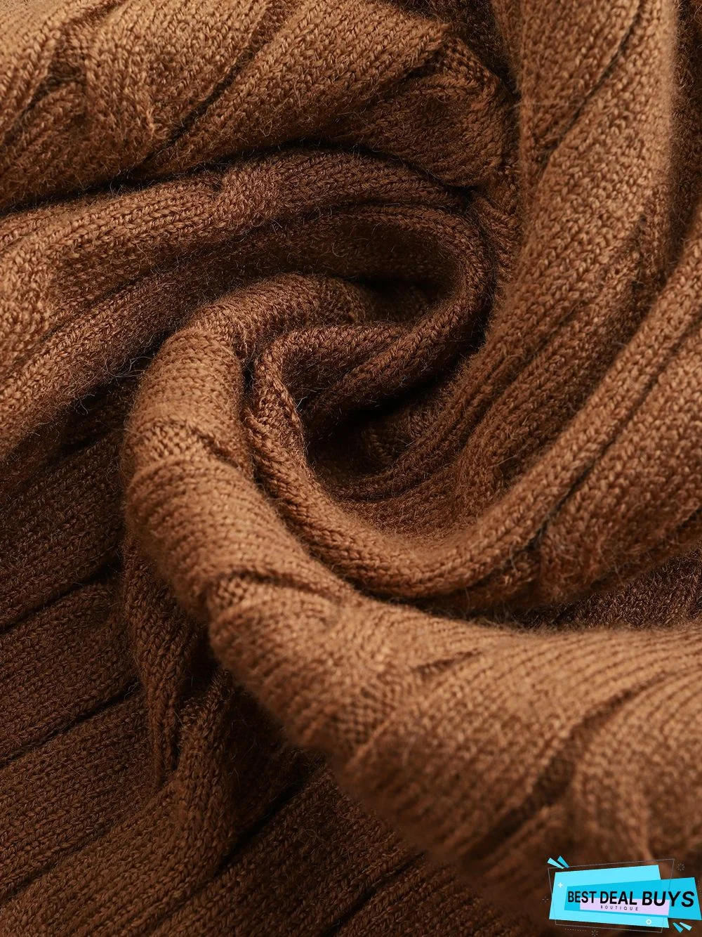 Apricot Long Sleeve Cotton-Blend Casual Sweater