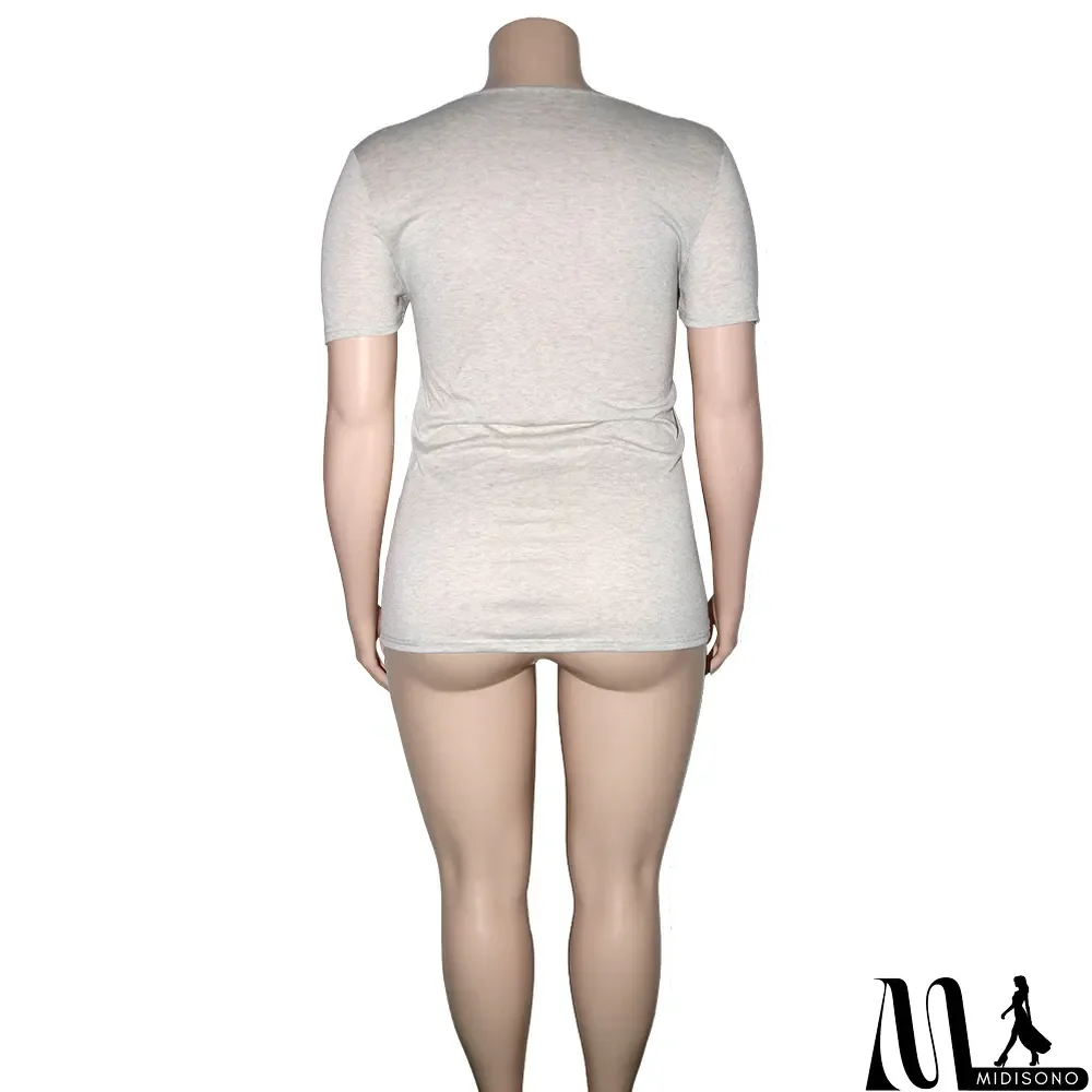 MidiSono - Plus Size Casual Printed Short Sleeve O Neck T Shirt
