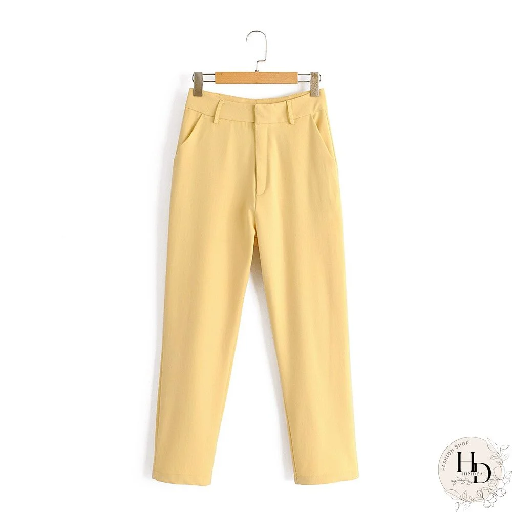 Spring Autumn Women Vintage Khaki 2 Pieces Set OL Office Blazer Jacket Coat+Pencil Pant Suits Casual Trouser Outfits Female