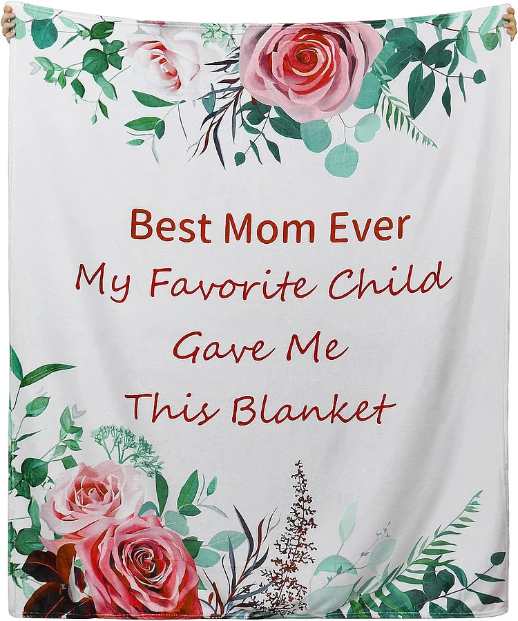 Mom Blanket Gifts for Mom Soft Plush Throw Blankets Best Mom Ever Flower Blankets Gift for Women from Your Favorite Son Daughter on Birthday Christmas (Green)[personalized name blankets][custom name blankets]