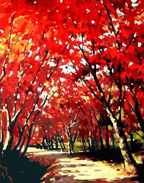 

Red Flower Tree Palette Knife Painting – Paint By Numbers - 40*50CM, 501 Original