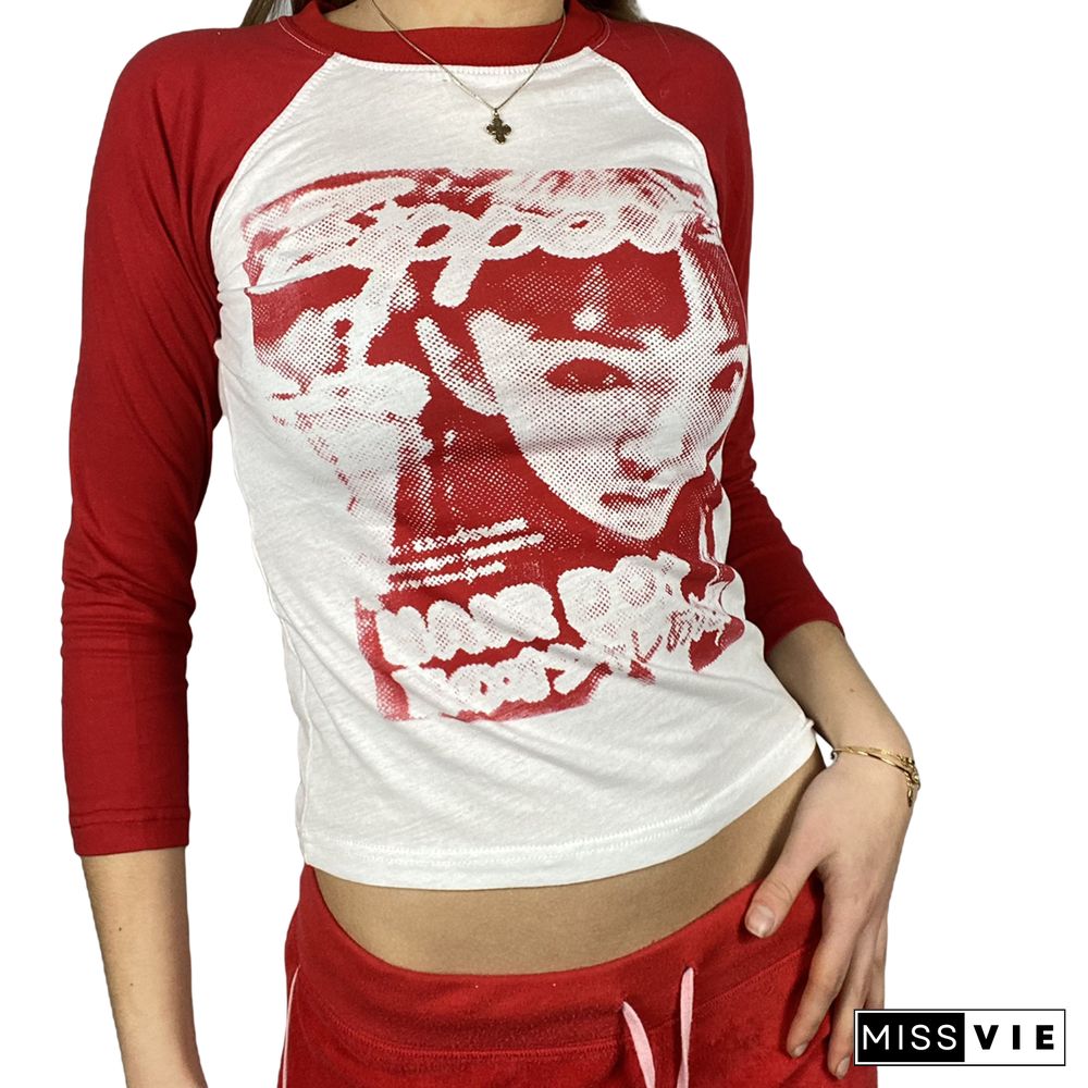 Women Trendy Portrait Letter Printed Tank Tops Summer Vest Female Round Neck Sleeveless Slim Fit Crop Tops