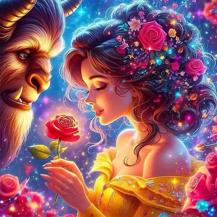 Princess And The Beast 50*50CM (Canvas) Full Round Drill Diamond Painting gbfke