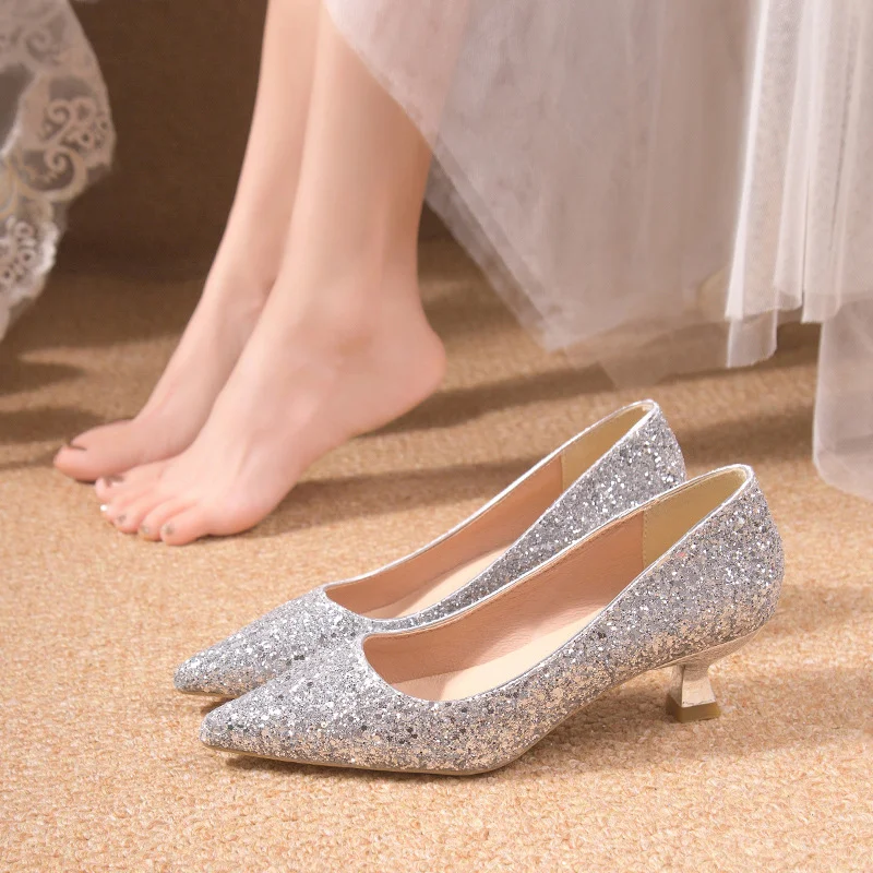 Churchf Size Wedding Shoes Bride Shoes Female 2025 Spring Autumn New High Heels Xiu Main Wedding Dress Not Tired Foot Single Shoes