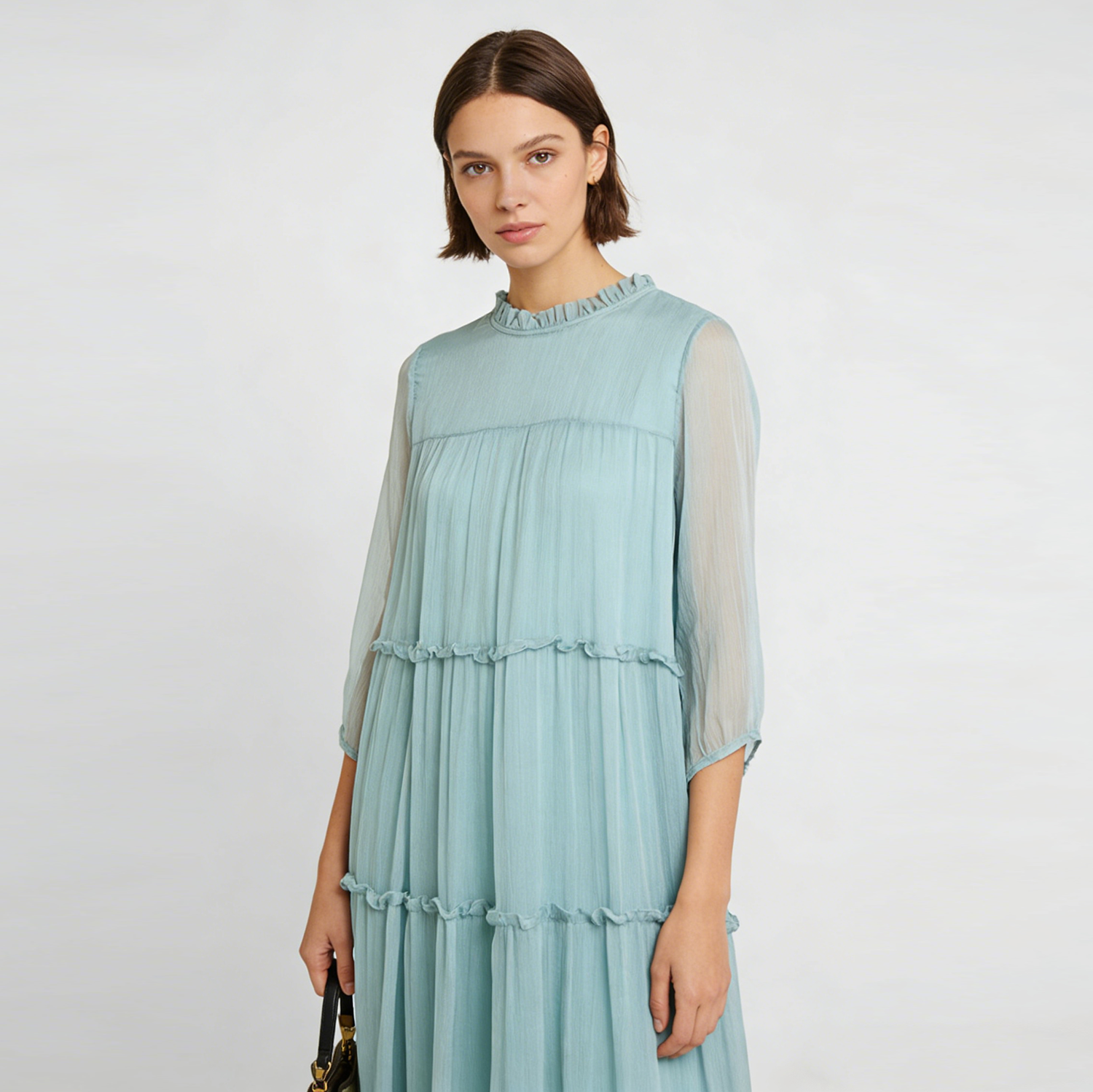 Women's 100% Mulberry Silk Midi Dress For Summer Travel REAL SILK LIFE