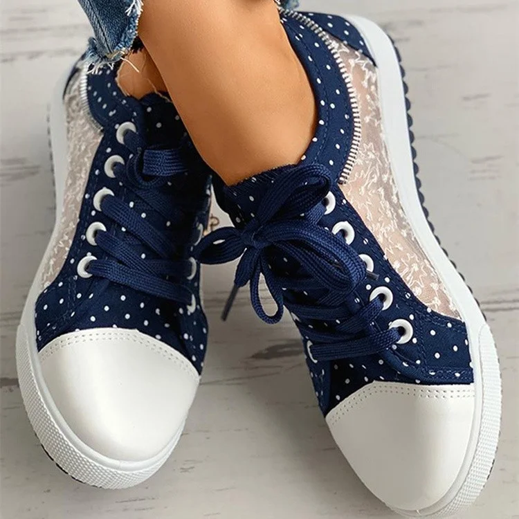 Denim Blue Lace Stitching Personalized Canvas Shoes  Stunahome.com