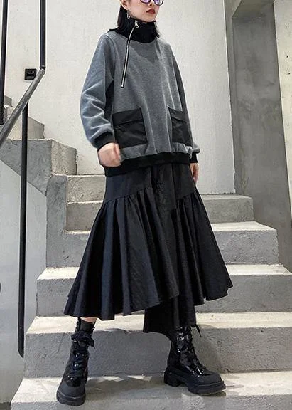 fashion asymmetric women skirts elastic waist ruffles skirts