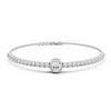 14K White Gold Round Lab Diamond Adjustable Chain Bracelet with A Millegrain Bezel 6mm Center Stone