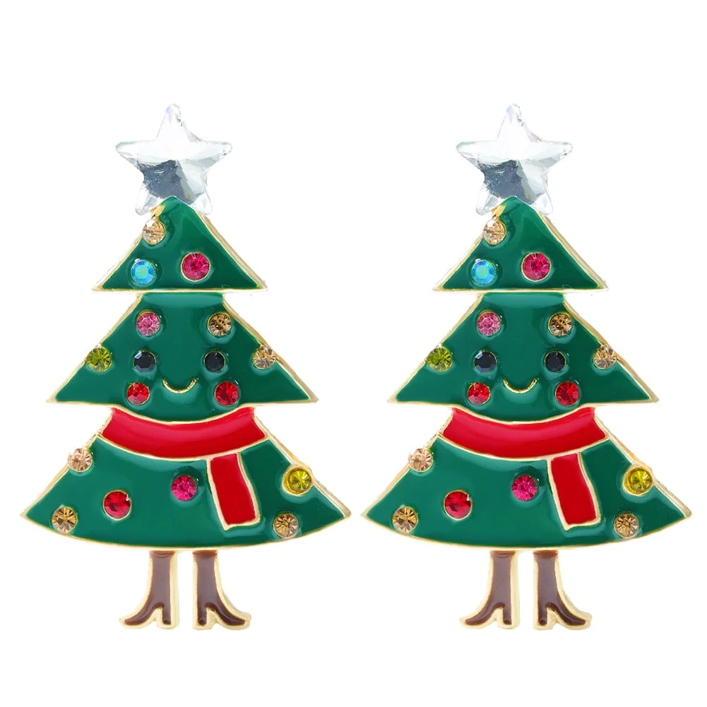 Dvacaman Sparkle Christmas Tree Candy Cane Gingerbread House Christmas Cactus Snowman Santa Drop Earrings For Women Cute Jewelry