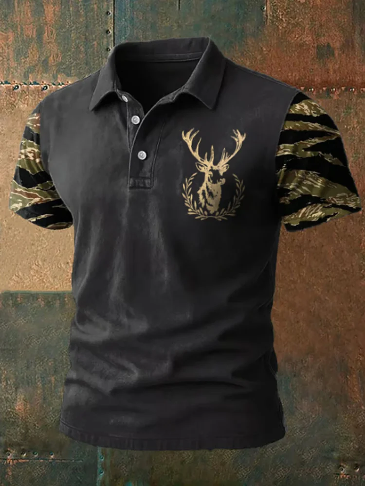 Men's Western-style Printed Casual Polo Shirt