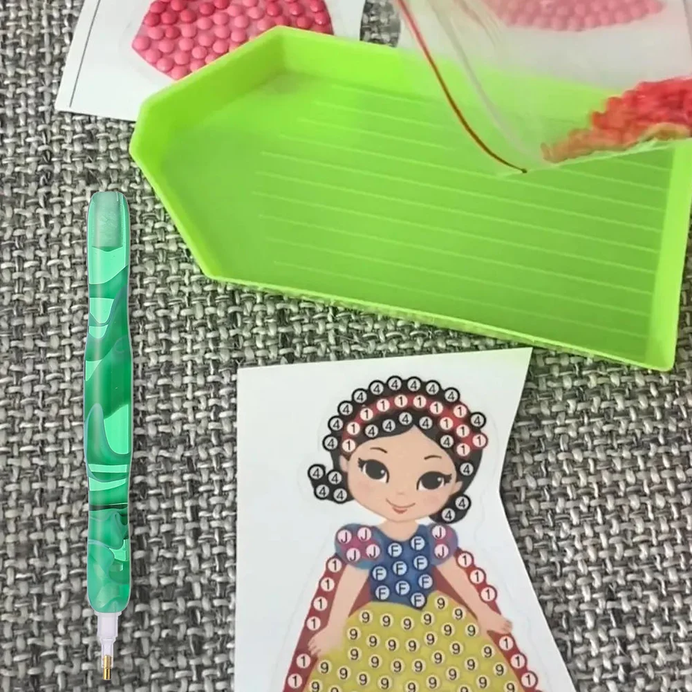 Resin 5D Diamond Painting Pen Kit with 5 Drill Pen Picking Heads and 1 Glue Clay