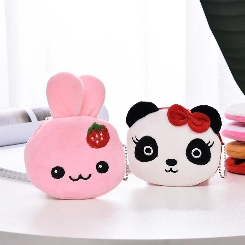 Unisex Cartoon Plush Zipper Coin Purses